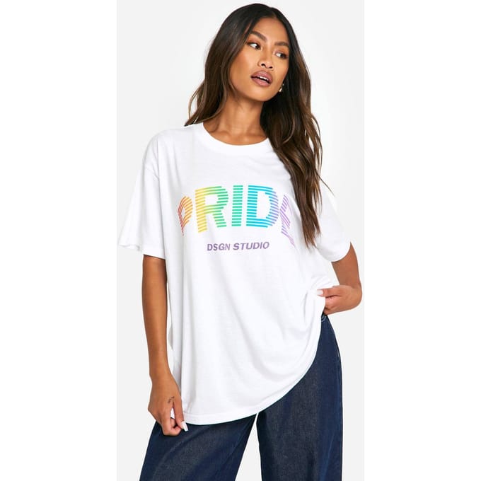 boohoo Dames Pride Disco Cherry Oversized T-shirt | Wit | Maat: 34