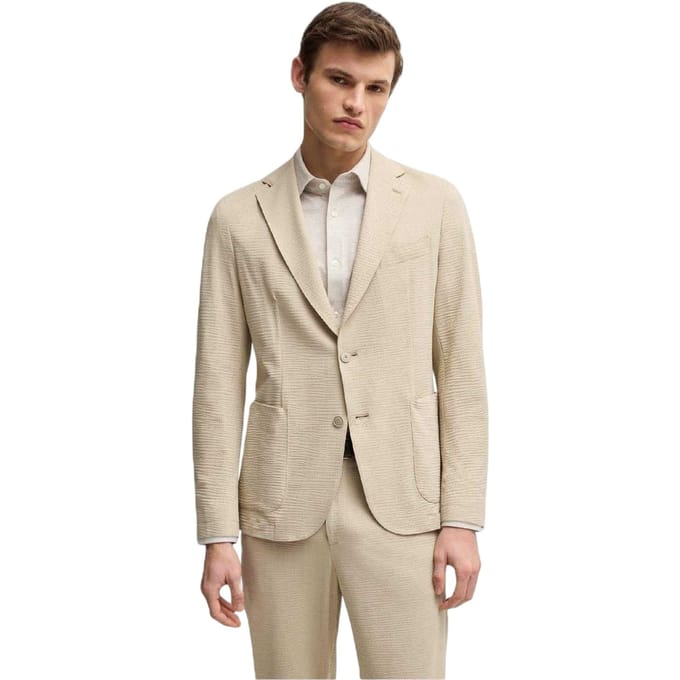 Boss Heren Blazer met gestructureerde inkeping (Licht Beige)