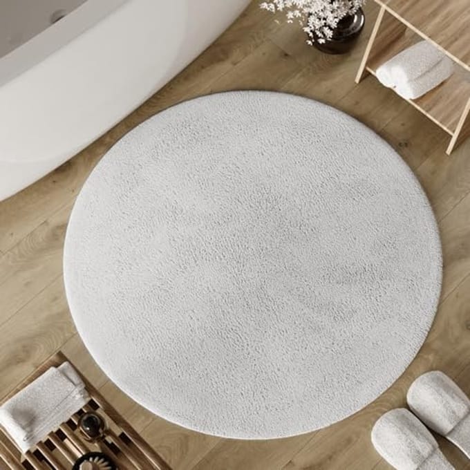 Zachte Antislip Badmat - Wasbaar Katoenen Tapijt 80 cm Rond - Wit