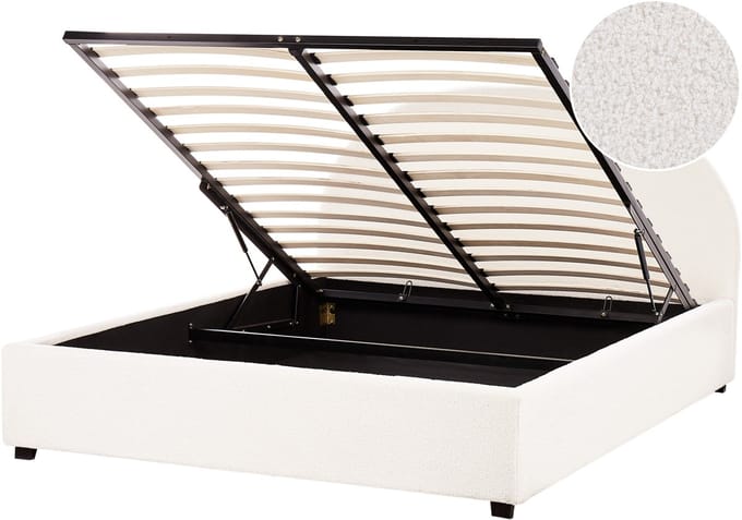 VAUCLUSE - Bed met opbergruimte - Gebroken wit - 160 x 200 cm - Bouclé