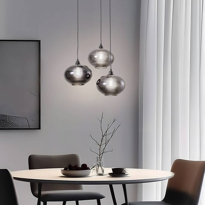 Opviq Hanglamp Smoked 051 3-lamps rondel glas Ø27cm