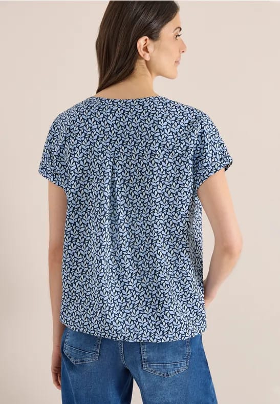 Blouse met gespleten hals en minimale print