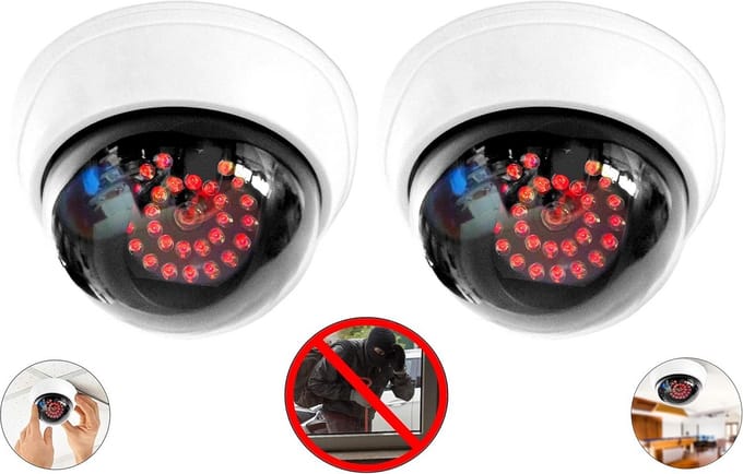 Set van 2 realistische dummy beveiligingscamera's met 25 LED's voor binnen en buiten