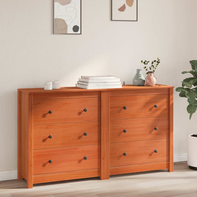 vidaXL - Dressoir - 2 - st - Waskleur - Bruin - 140 - x - 35 - x - 80 - cm
