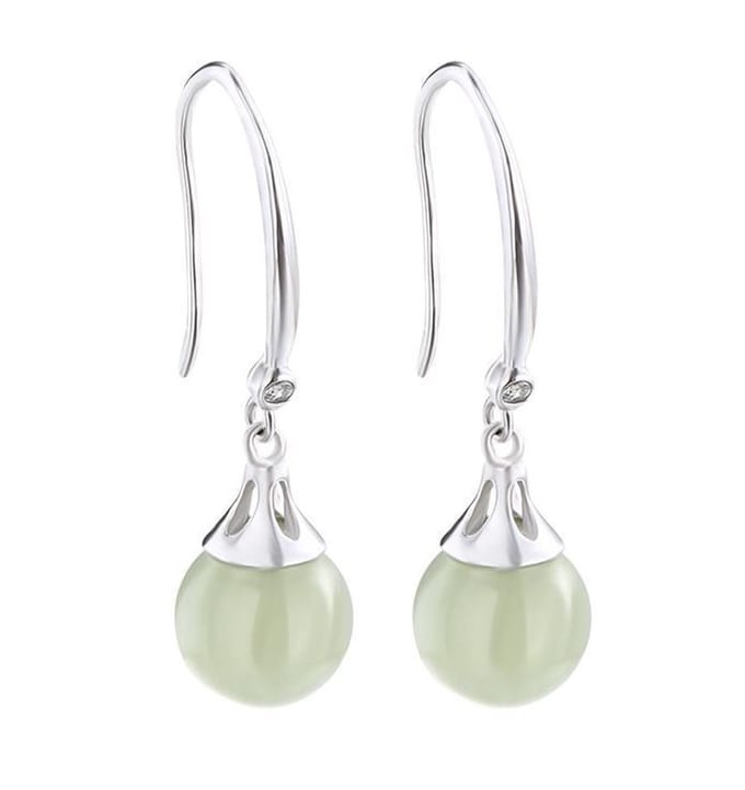 Zilveren Oorhangers Jade - Oorbellen Zilver