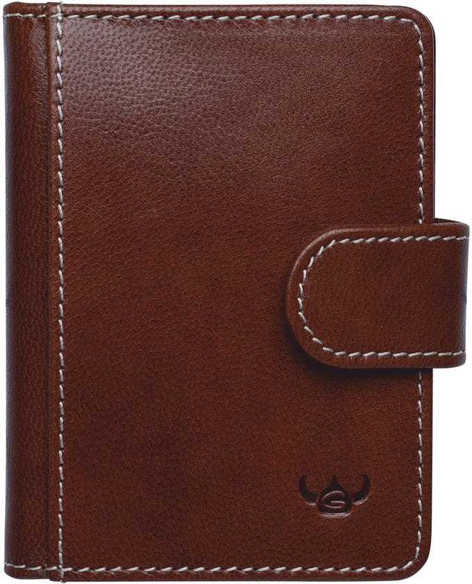 Golden Head Leren kaarthoes Bari RFID Protect Kartenetui mit Riegel 4516 Cognac bruine