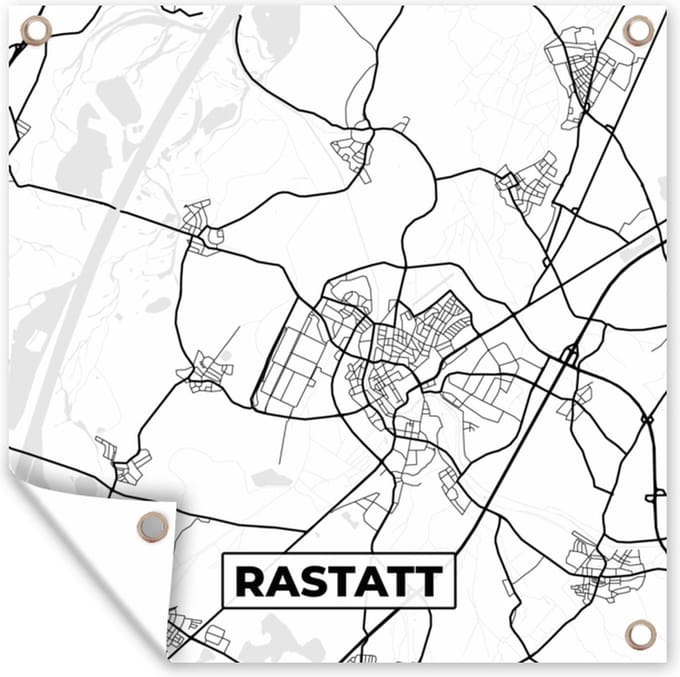 Tuindoek Rastatt - Kaart - Plattegrond - Stadskaart - 100x100 cm