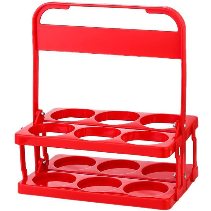 Seau Porte-Bouteilles de Bière en Plastique Pliable Multifonctionnel Portable Rouge rouge
