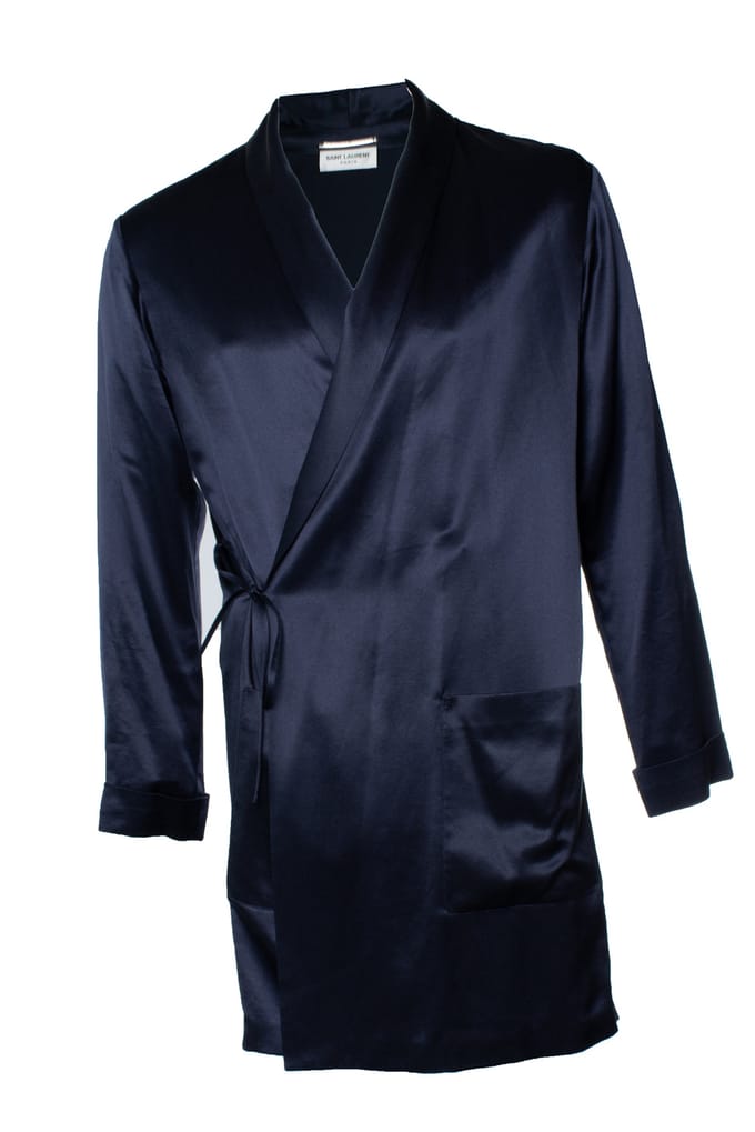 Saint Laurent, blauwe zijden kimono 2022