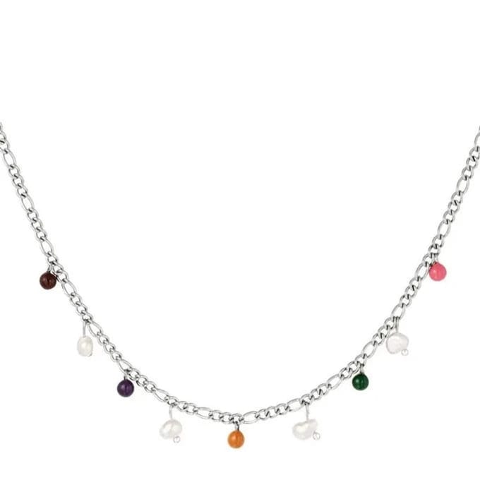 Yehwang Ketting gekleurde bedels zilver