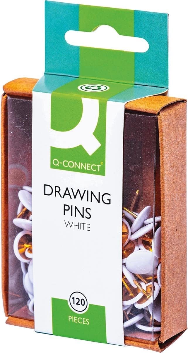 Q-Connect KF02019Q Spijkers met Massieve Kop, 120 stuks, Wit