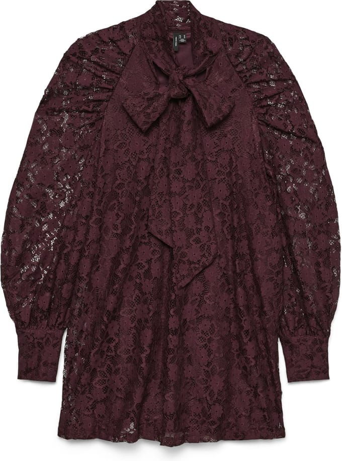 VERO MODA - VMMETA LACE LS SHORT DRESS WVN GA - Dames - Mini jurken