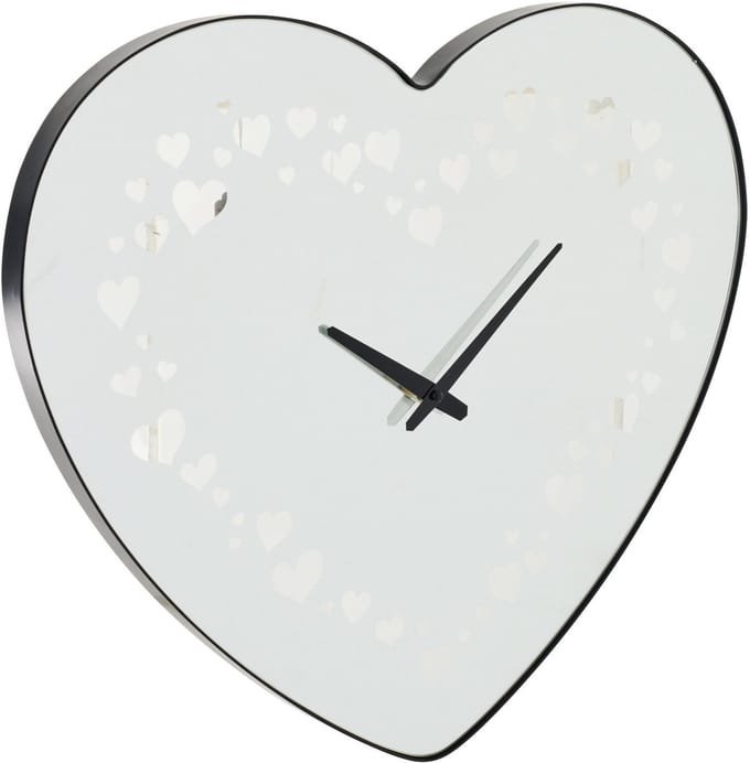 J-Line klok Hart - glas - zwart