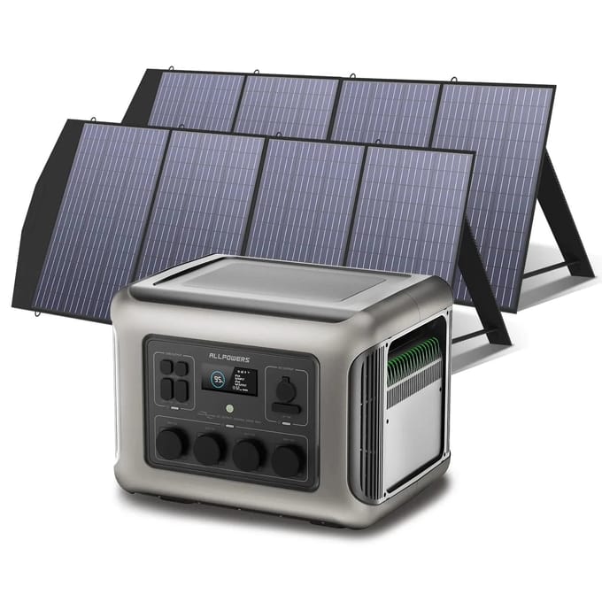 ALLPOWERS Zonnegeneratorset 2500W (R2500-V2 + SP033 200W zonnepaneel) - R2500-V2 + 2 stuks SP033 200W zonnepaneel