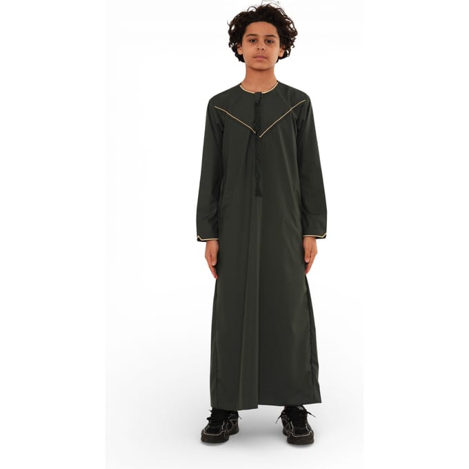 Kinderen Jongens Ramadan Olijfgroen Marokkaanse Jubba Robe Djellaba Eid Thobe - K-TT-006