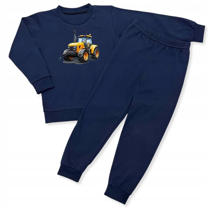 Dartomik - Kinderpyjama - 100% Katoen - Traktorprint - Marineblauw
