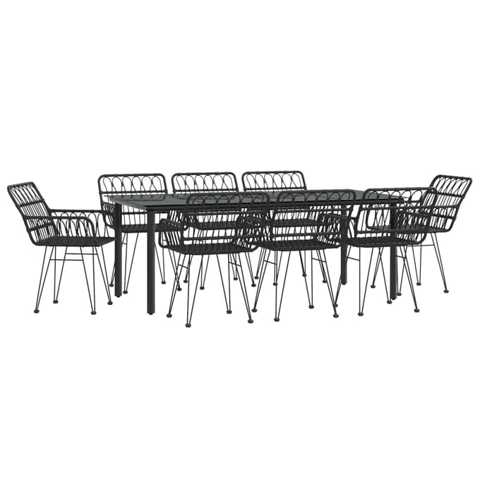 vidaXL - 9-delige - Tuinset - poly - rattan - zwart