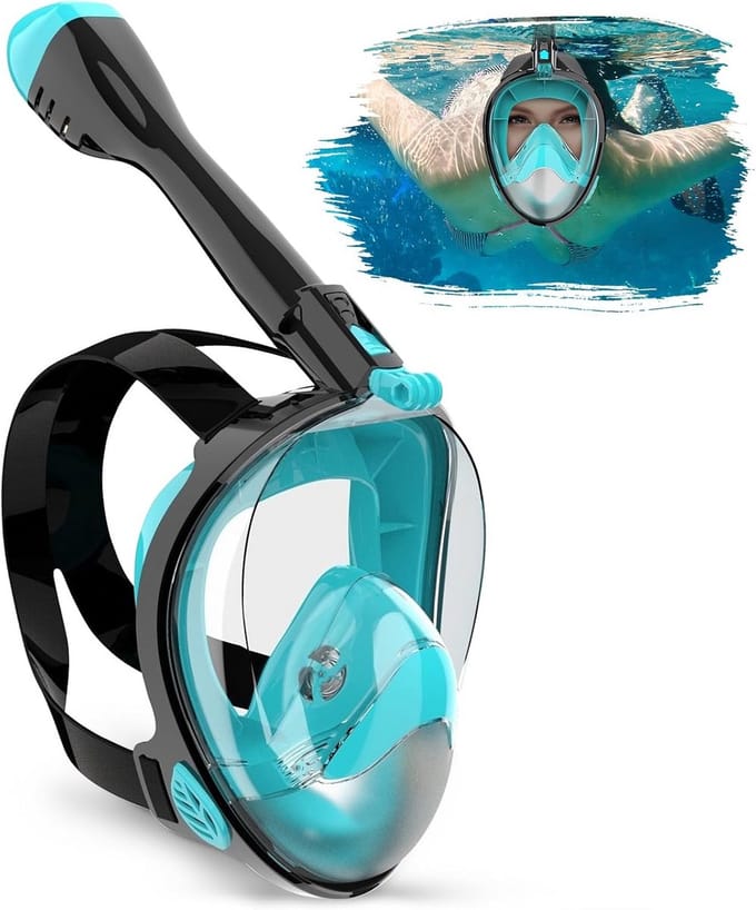 Full Face Snorkelmasker met 180° Panoramazicht & Camerahouder