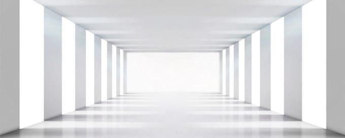 Fotobehang - White Corridor 375x150cm - Vliesbehang