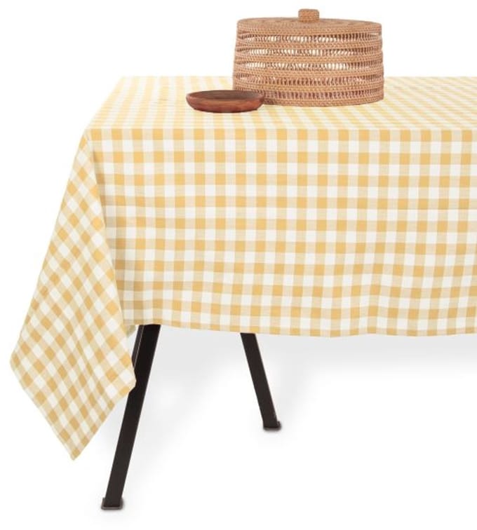 Tiseco - Tafelkleed GINGHAM - Katoen - Geblokt - 150x300 cm, geel