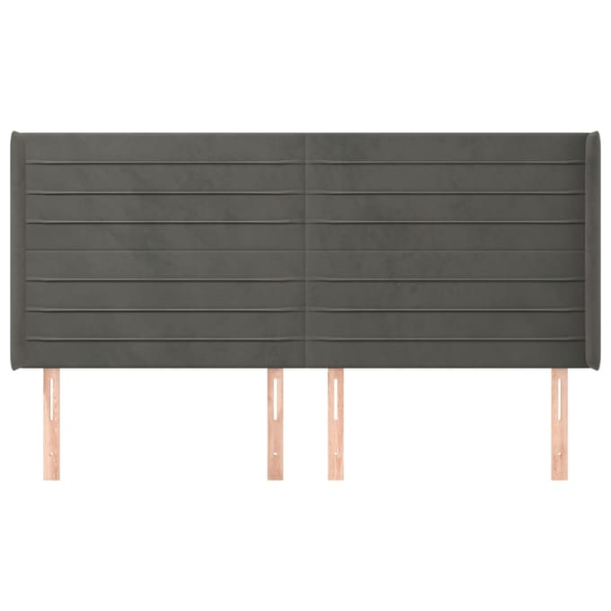 vidaXL - Hoofdbord - met - randen - 203x16x118/128 - cm - fluweel - donkergrijs