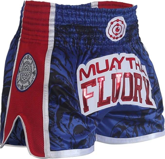 Fluory Sak Yant Tiger Kickboks Broekje Blauw Rood - M
