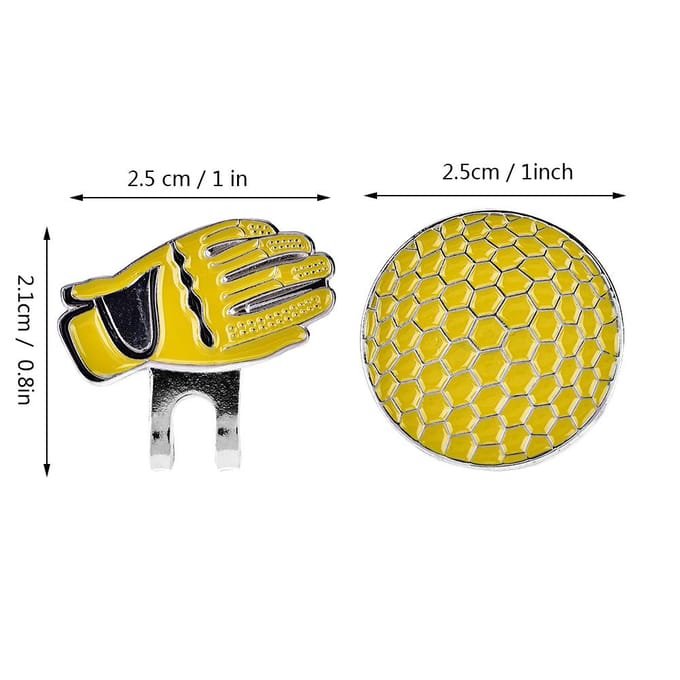 Draagbare Mini Roestvrij Staal Handschoen Magnetische Golf Hoed Clip met Bal Marker (Geel) gray