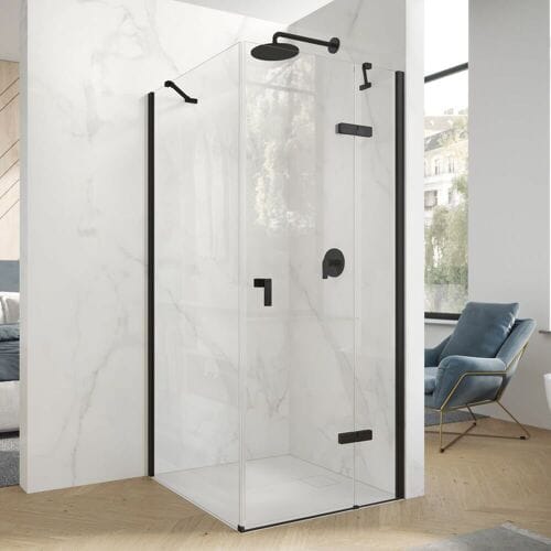 HÜPPE Design pure 4-corner swing door with fitting and fixed part W: 75 H: 197 cm, right fixing 8P9011123321