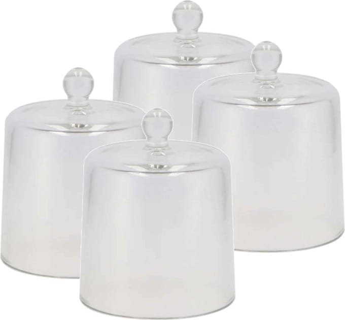 DK Design amuse cloche - 4x stuks - transparant glas - D13 x H16 cm - hapjes stolp - amuseschaaltje