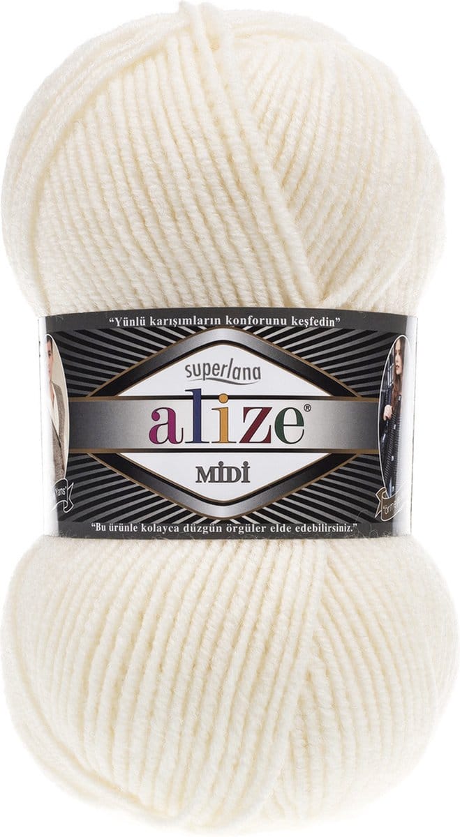 Alize Superlana Midi 62 Light Cream Pakket 5 Bollen 500 Gram