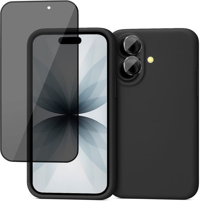 Hoesje geschikt voor iPhone 17 - Privacy Screenprotector Volledig Dekkend Glas & Camera Protector - Mat Back Case Zwart
