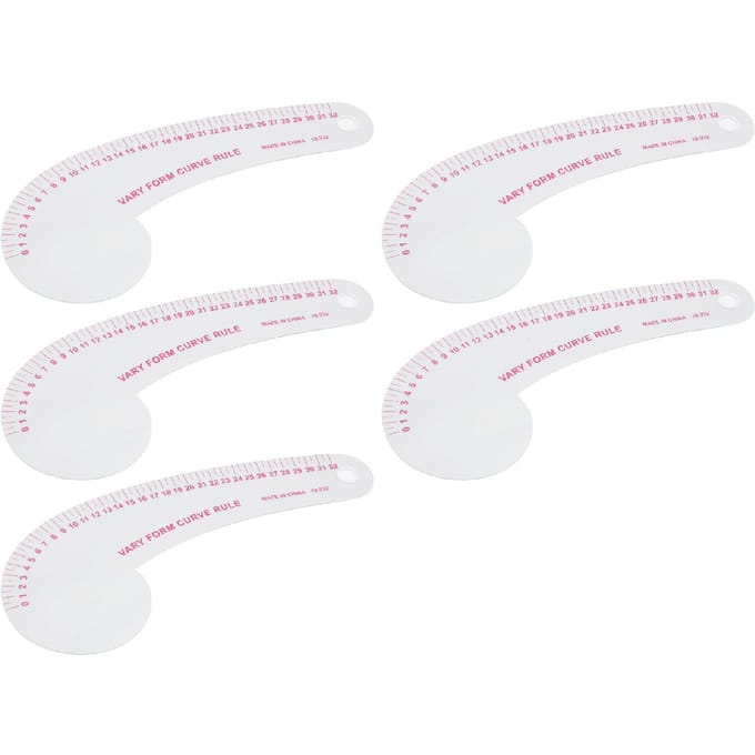 5PCS Règles Courbes de Couture Multifonctionnelles Transparentes Haute Précision Règle de Modélisme Courbe pour Dessin Artisanat Projet de Couture white
