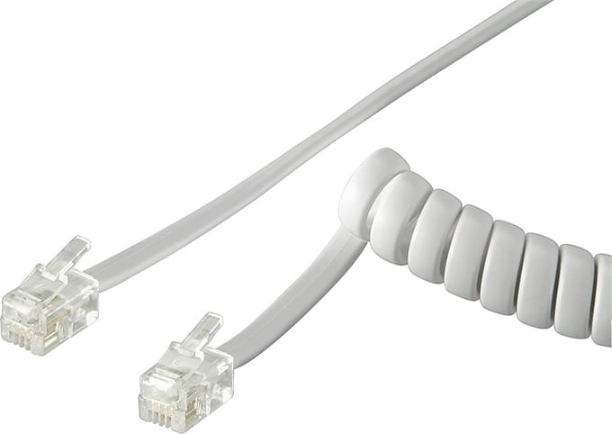 Goobay Telefoonhoorn spiraalkabel, 4 m, wit, met koper beklede aluminium geleider (CCA)