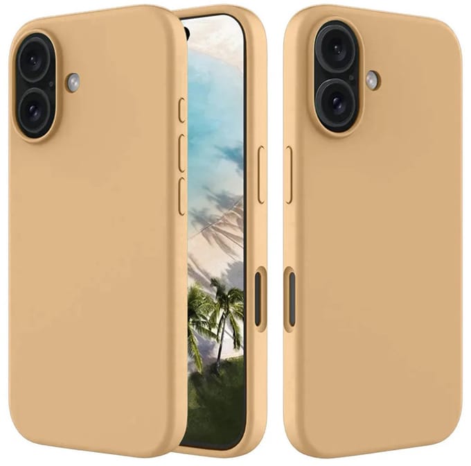MobyDefend Hoesje - Geschikt voor iPhone 16 - Matte Siliconen Backcover - Licht Oker