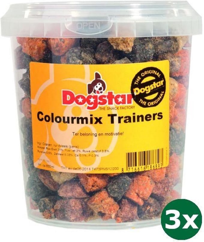 3x850 ml Dogstar colour mixtrainers hondensnack