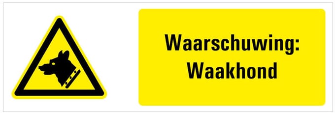 Waarschuwing voor waakhond tekststicker, W013 200 x 75 mm