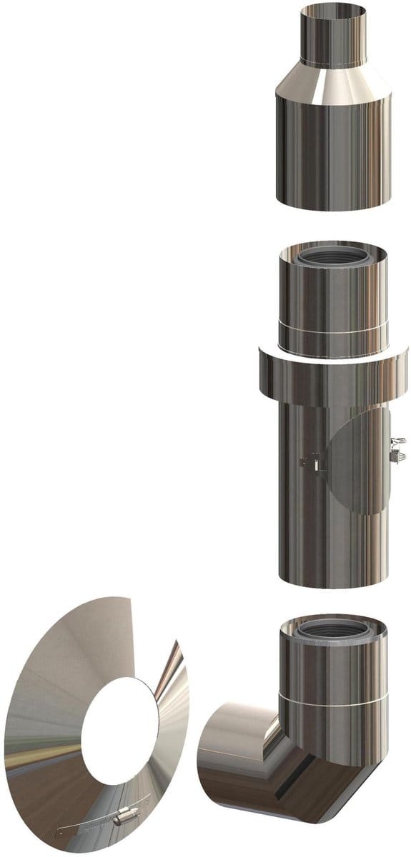 ATEC Basis-set v.installatie aan buitenwand DN60/100 L=450mm RVS blank, 700770