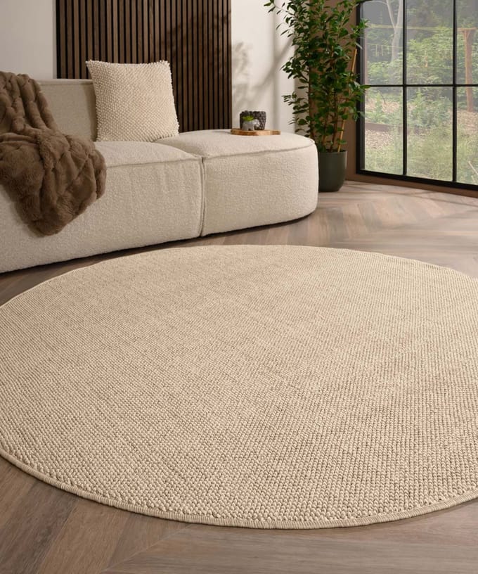 Rond vloerkleed laagpolig - Loom crème 120