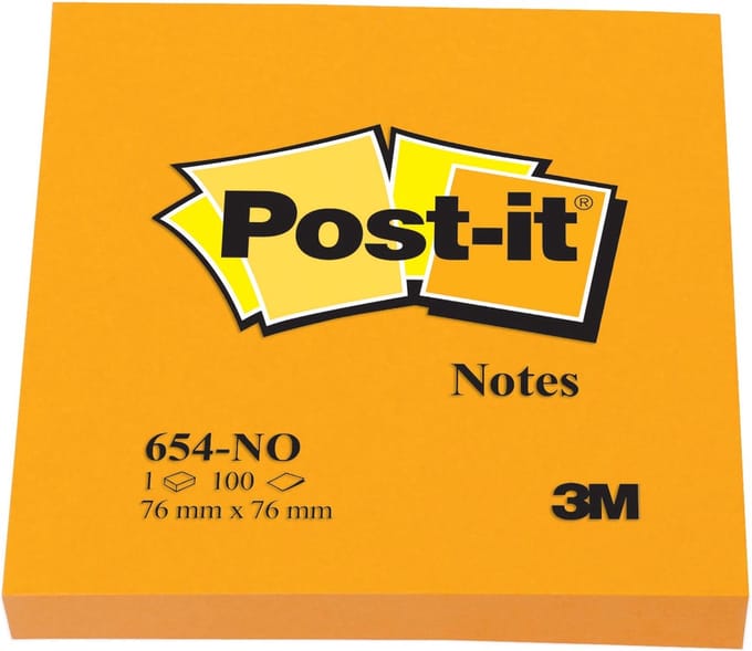 Memoblok Post-it 654 76x76mm oranje 100 vel | 6 stuks