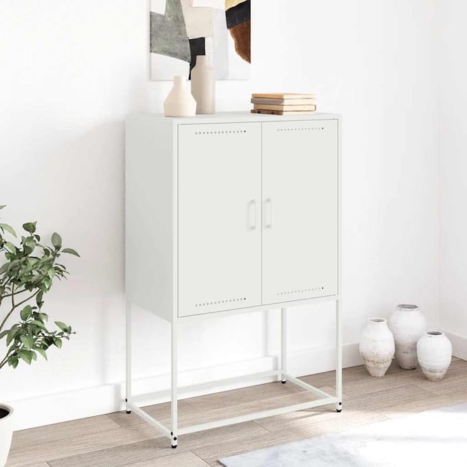 vidaXL - Hoge - kast - 68,5x38,5x107 - cm - staal - wit