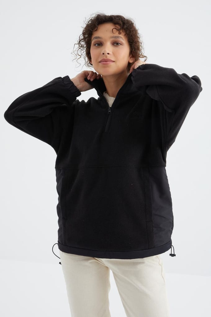 Oversized Half-zip Pluche Sweatshirt