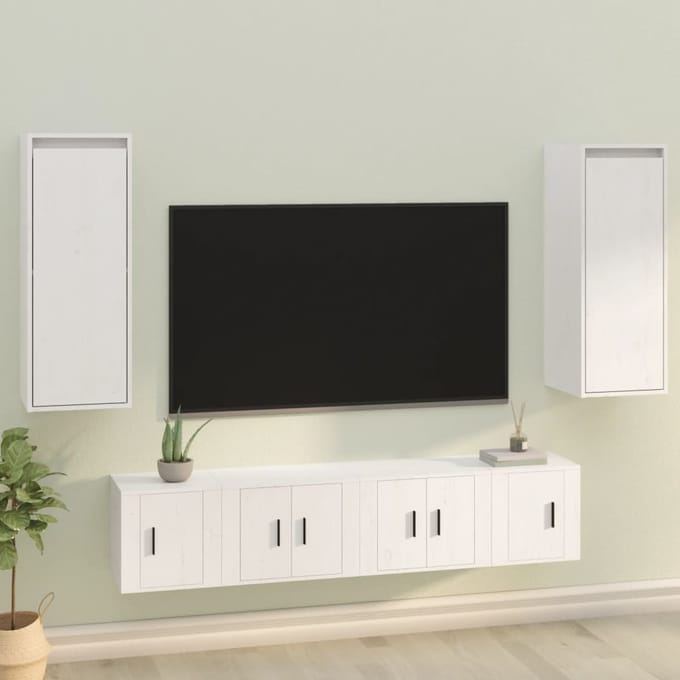 vidaXL - Wandkasten - 2 - st - 30x30x80 - cm - massief - grenenhout - wit