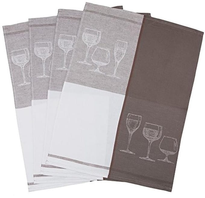 Omgoods - Set van 4 Halflinnen Theedoeken, Bruin, 50x70 cm