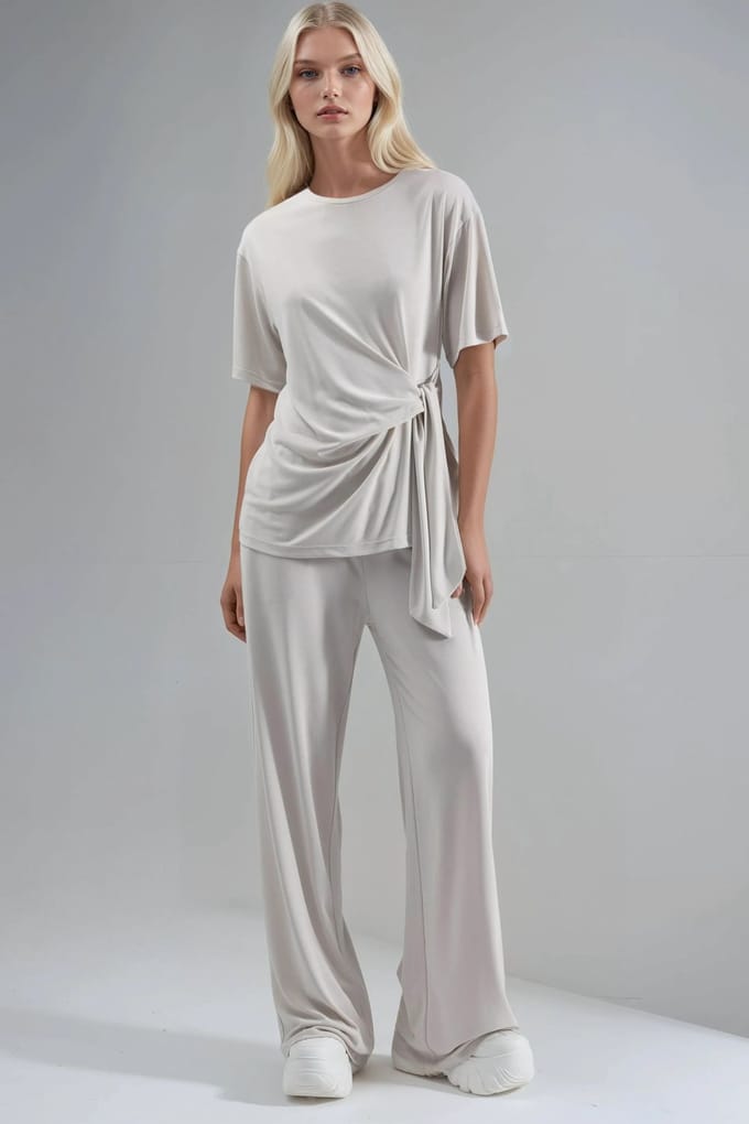 Losse Fit Crew Neck Modal Blouse met Strikdetail