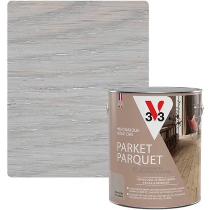 V33 Hardwaxolie Parket Extra Patina Grijs Mat 2,5l