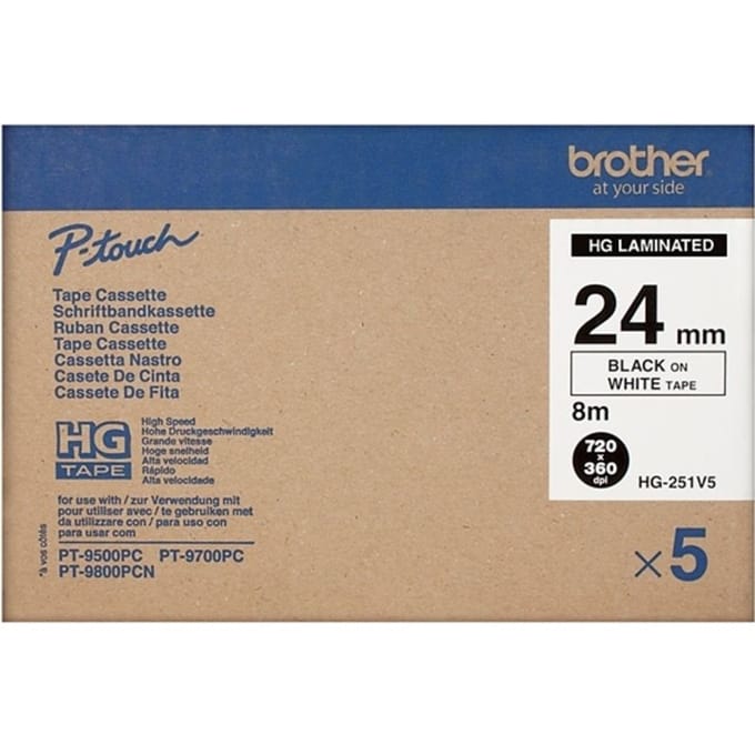 Brother HG-251v5 Tape Zwart op wit (24 mm)