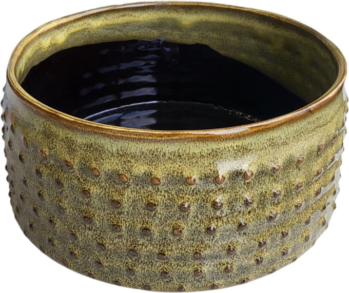 Cosy & Trendy Bloempot Embossed Dots - Ø20xH9cm - Grasgroen