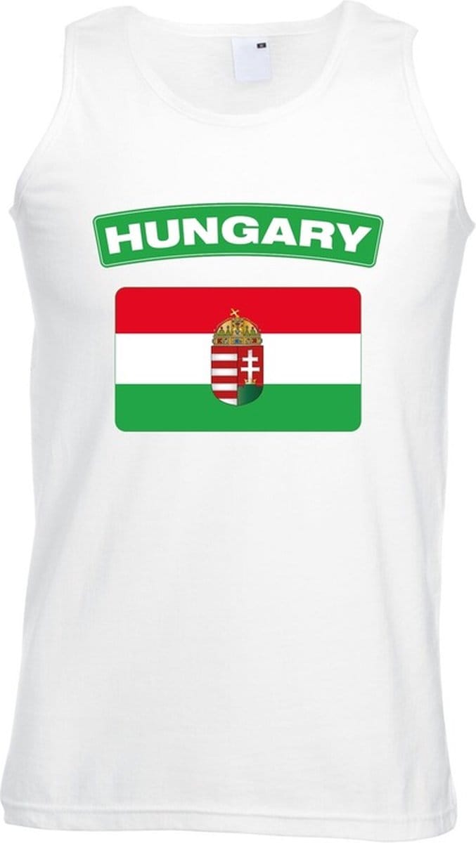 Hongarije singlet shirt/ tanktop met Hongaarse vlag wit heren M