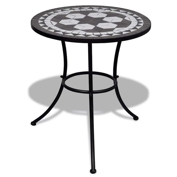 vidaXL - Bistrotafel - 60 - cm - mozaïek - zwart - en - wit