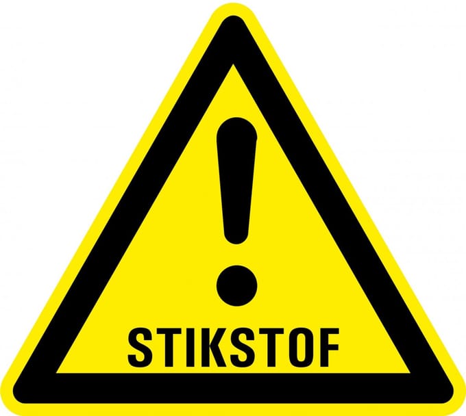 Gevaar voor stikstof sticker 100 mm